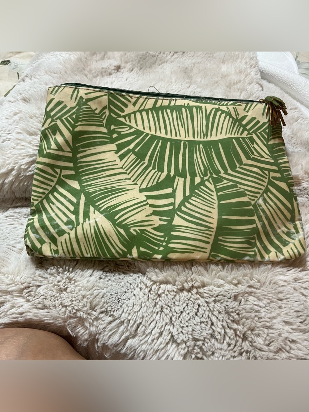 Chico's Cream and Light Green Leaf Print Pouch
02-24